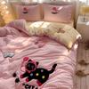 Applique Embroidery Ins Towel Embroidery Washed Cotton Four-piece Quilt Cover Bed Sheet Dormitory Three-piece Bedding Set Bed Sheet Quilt Cover
