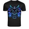 Demon Oni Mask T-Shirt - Japanese Mythology Blue Flame Graphic