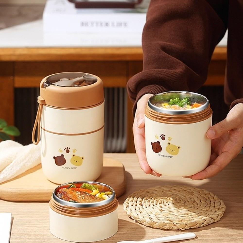 680ml Thermal Lunch Box with Spoon Thermal Jar Food Container Insulated Food Container  Office