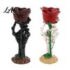 Skeleton Hand Candle Holder Halloween Rose Holder Gothic Resin Decorative Ornament Lifelike Decor for Home Table Decor Dark Style Romantic
