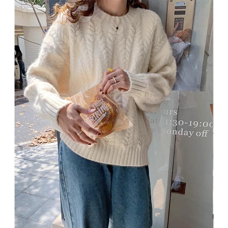 

Свитер Twist для женщин, осень-зима, мягкий, ленивый, ветреный, свитер Tide Knit One size бежевый