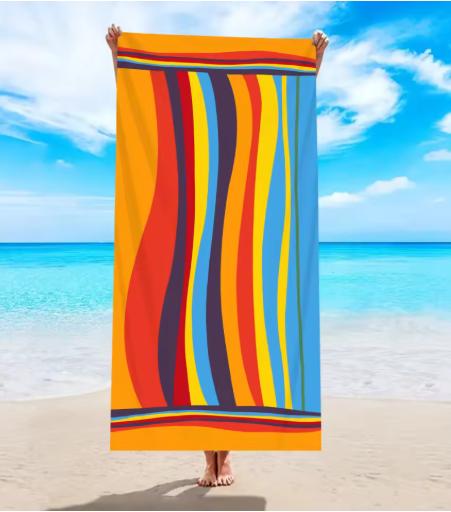 Vibrant Abstract Line Beach Towel, Large Microfiber Sand Free Quick Dry Towel for Summer Vacation Towels Bathroom Hand Towel