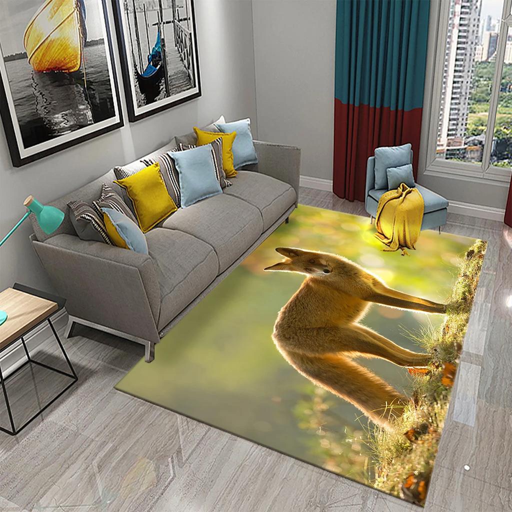 3D Lovely Fox Carpets Cute Wild Animals Mat for Living Room Bedroom Kitchen Area Rug Child Home Decor Carpet Kids Room Play Mat