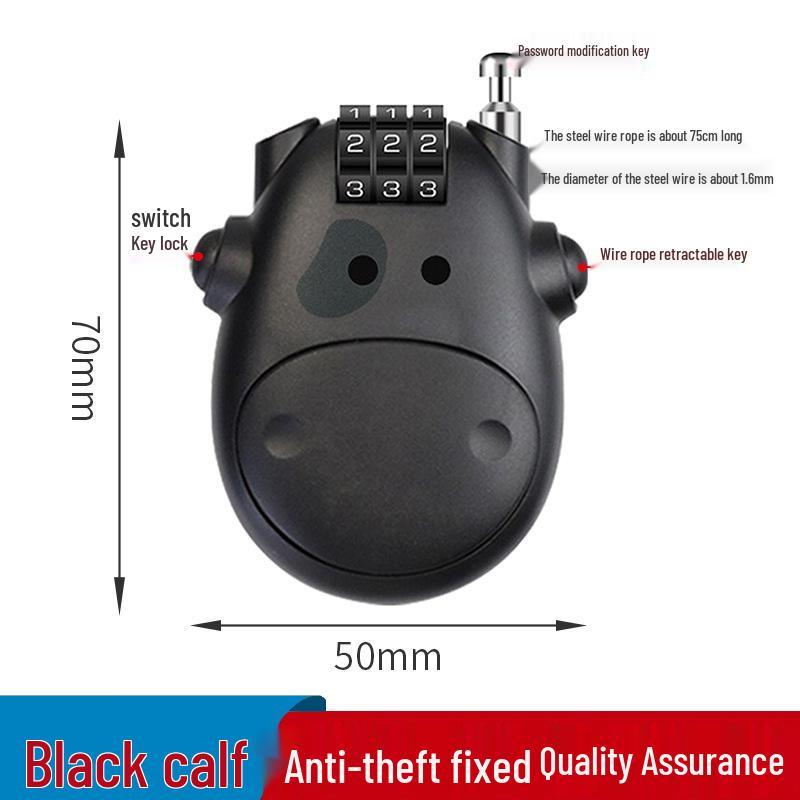 Retractable Anti-theft Combination Lock for Helmets, Suitcases, Bicycles, and Electric Scooters