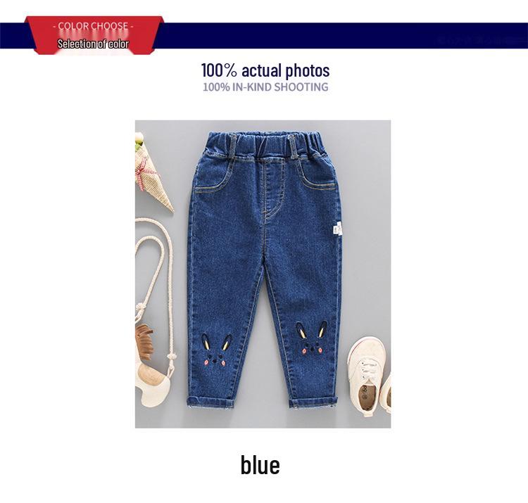 Spring & Autumn Versatile Girls' Long Jeans - Trendy Children's Outerwear