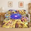 Retro Saint Seiya Anime Cartoon Flannel Blanket Soft Warm Throw Blanket for Bedroom Living Room Bed Travel Camping Picnic Gift