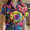 2568 Hawaiian Flower Women's Shirt Colorful Flower Holiday Short Sleeve Top Comfortable Fabric Colorful