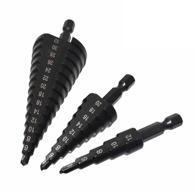 

Прямоканавочное ступенчатое сверло с нитридным покрытием из быстрорежущей стали с шестигранным хвостовиком, конусное сверло для сверления отверстий в дереве, пластике, ПВХ-пластине C