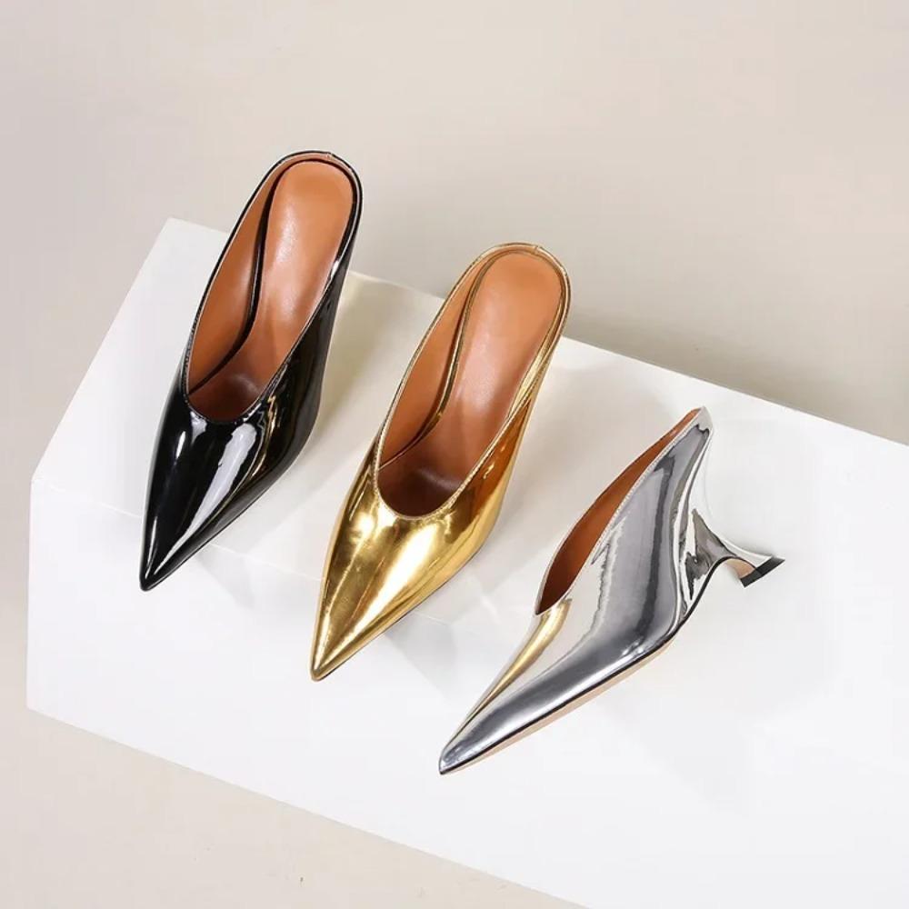 Pesstwei Mode Puntige Toe Wedge Slippers Pumps Lage Hoge Hakken Mules Schoenen Maat:35 42