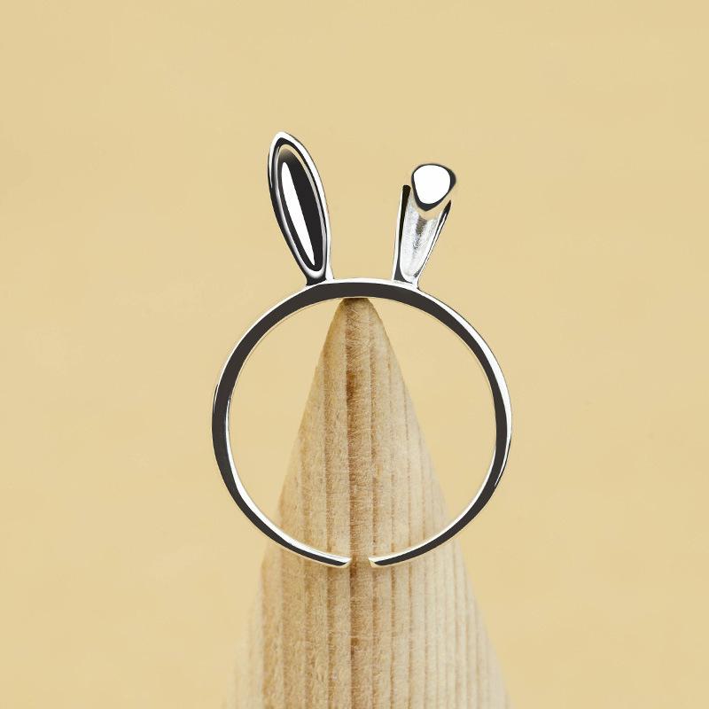 Student Fashion Rabbit Ear Ring Simple And Exaggerated Childlike Super Cute Zodiac Rabbit Jade Rabbit Ring Opening
