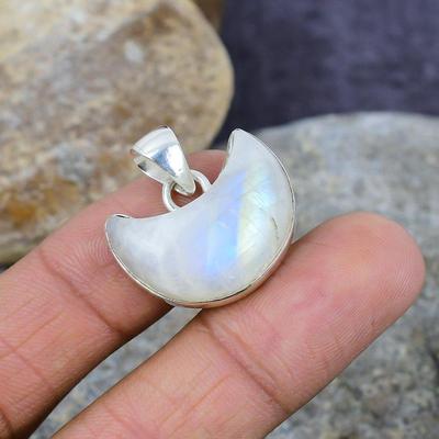 Rainbow Moonstone Gemstone Handmade 925 Sterling Silver Pendant Indian Jewelry For Her
