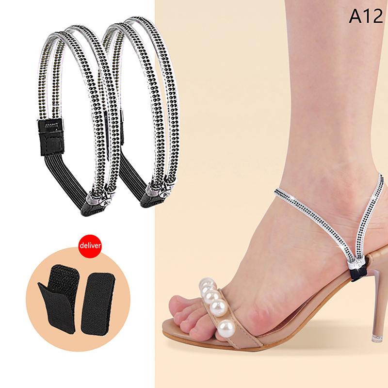 1 Pair Women Shoeslaces For High Heels Shoes Decoration Buckle Lazy Shoelaces Elastic Band Anti Falling Heel Non-Slip Belt Strap