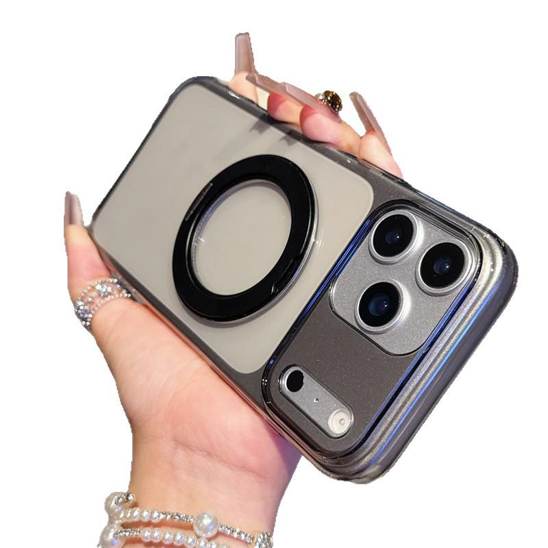 Rotating Stand Case for iPhone 17 Pro Max, Transparent Full Coverage Protective Case for Apple 16 Pro