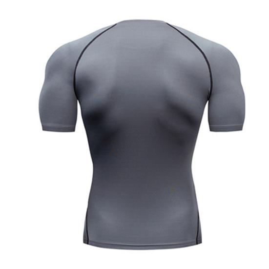 O-neck Short Sleeve Thin Solid Color Men T-shirt Summer Running Compression T-shirt Streetwear