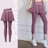 Combined in One Elastic Pants Skirt Tight Sports Yoga Pants Women Tights Fitness Leggings  Exercise