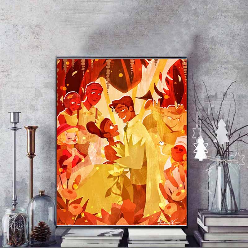 Disney 5D DIY Diamond Painting Tiana and Navin Wedding Illustration Embroidered Mosaic Cross Stitch Home Decor Gifts and Crafts