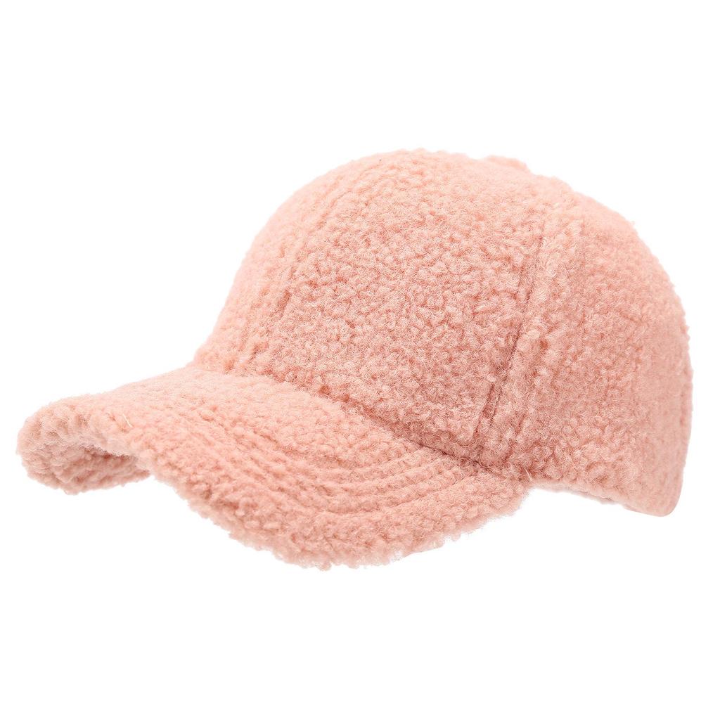 Women's Thickened Teddy Fleece Baseball Cap with Velcro - Autumn/Winter Trendy Lambswool Hat