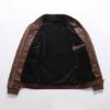 Men's Black Stand Collar Leather Jacket with Zipper Welt Pockets and Straight Hem for Autumn/Winter Casual Wear