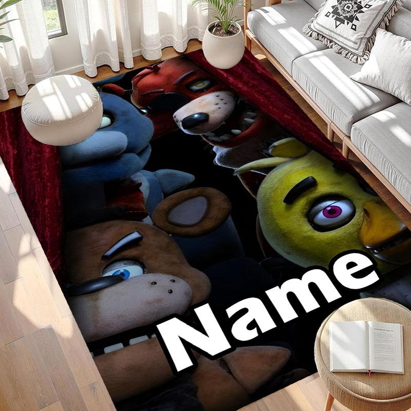 Custom Name Personalized Five Nights at Freddy's Print Carpet, Versatile Home Decor Rug, for Playroom, Apartment, Balcony, Entryway, Hallway Gift