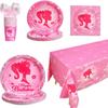161CT Pink Babe Girl Happy Birthday Party Supplies Hot Pink Girl Party Decorations Tableware for 20 Guests for Baby Shower