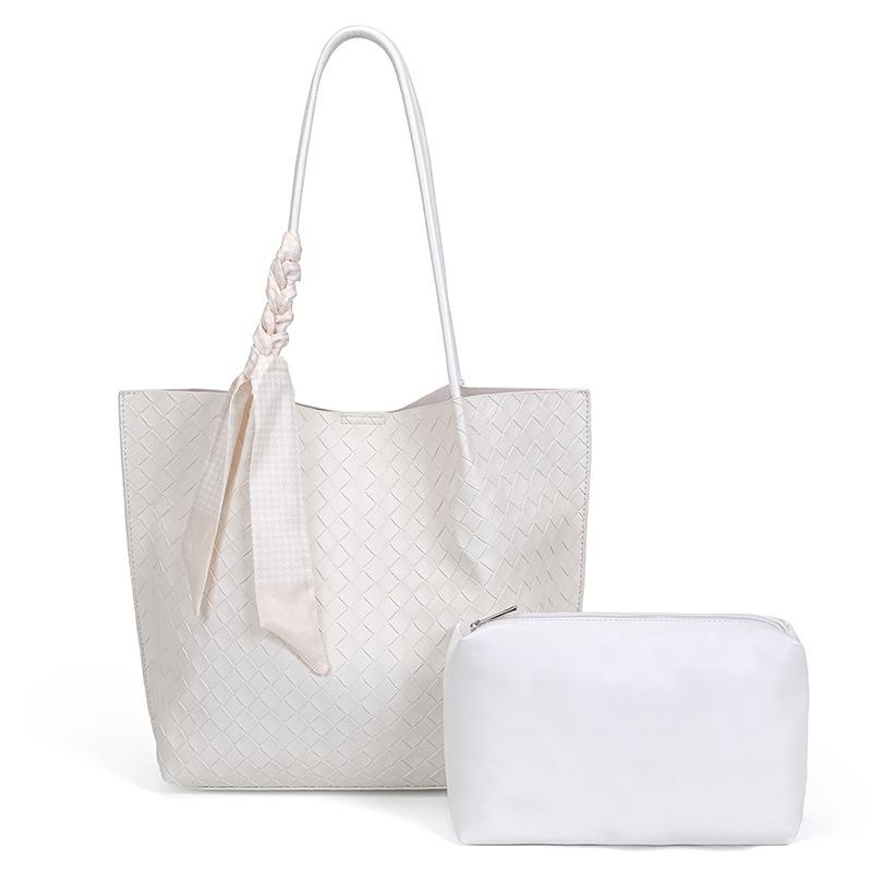 Large-capacity commuter tote bag, high-end woven mother-and-daughter bag, 2024 new model, college student shoulder bag for women