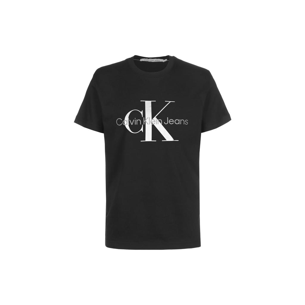 Calvin Klein Letter Print Crew Neck T-Shirt Men Tops Black J30J3208060GN