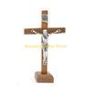 F26C Wooden Catholic Jesus for Cross Crucifix with Stand Religious Prayer Tabletop De