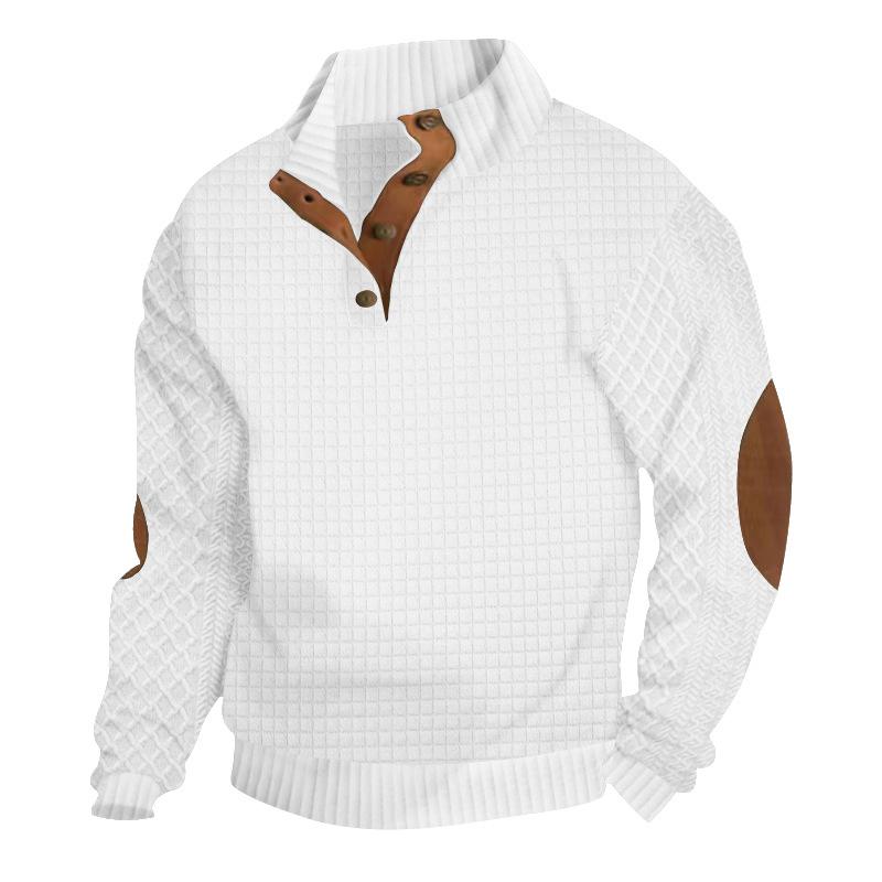Spring and Autumn Splicing Small Checked Men's Long Sleeve Casual Top Embroidered Cardigan Pullover Sweater