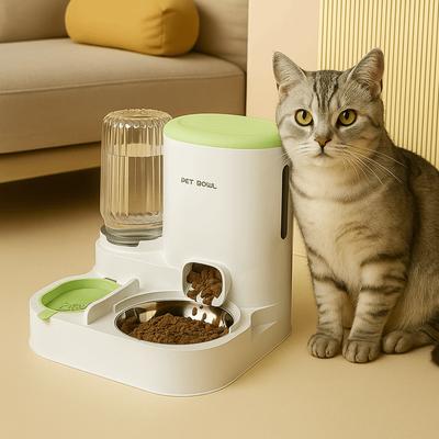 Separate Design Pet Integrated Feeder Large Capacity Anti Spill Automatic Cat Water Feeder Detachable with Stainless Steel Bowl