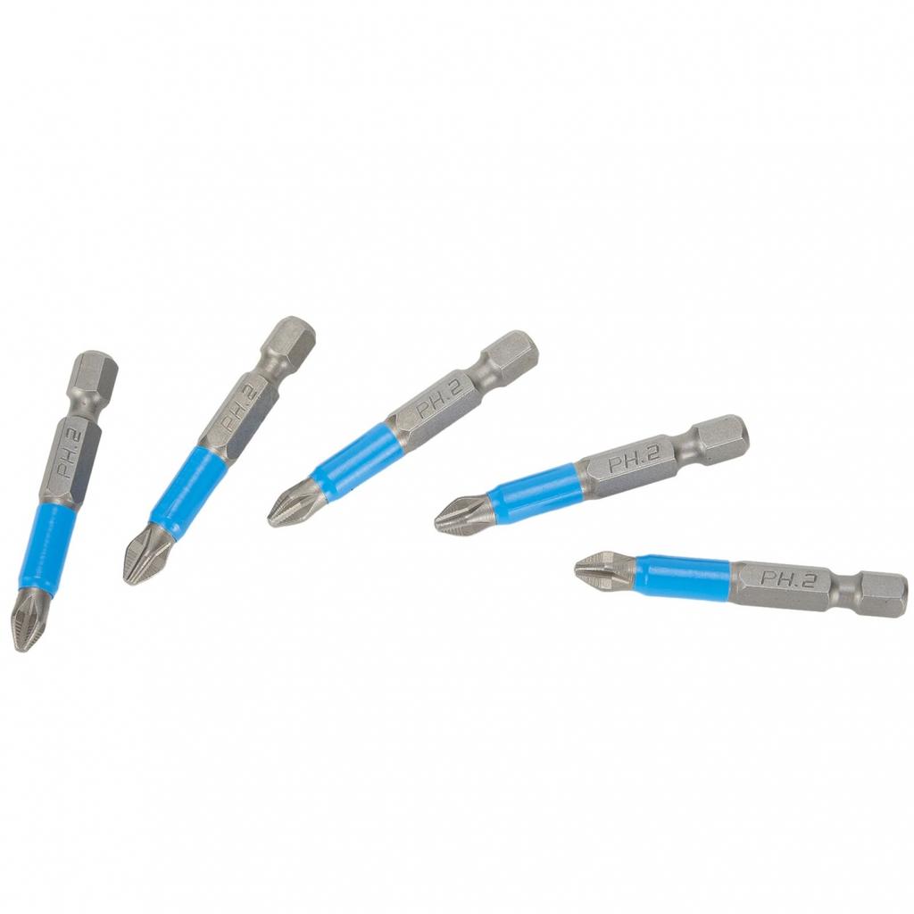 Steel PH2 Cross Screwdriver Bits with Hex Shank 50mm Pack of 5