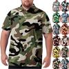 Heren Grote Maat Camouflage Print Golfshirt Ademend Korte Mouw Poloshirt Geschikt voor Casual Werkkleding Tops