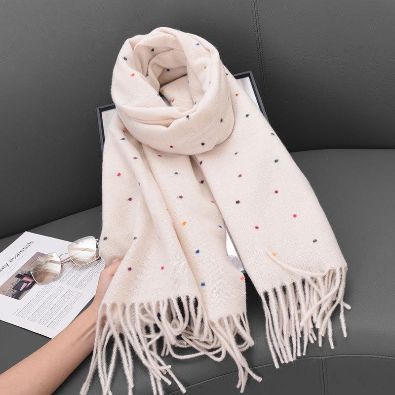 Maillard Women's Warm Polka Dot Scarf - Autumn/Winter Korean Style Versatile Shawl