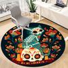 1pc Dia De Muertos, Cat Sugar Skull Office Round Area Rug,  Mat Suitable For Office, Under Office Chairs Bedroom Living Room Home Decor, Room Deco