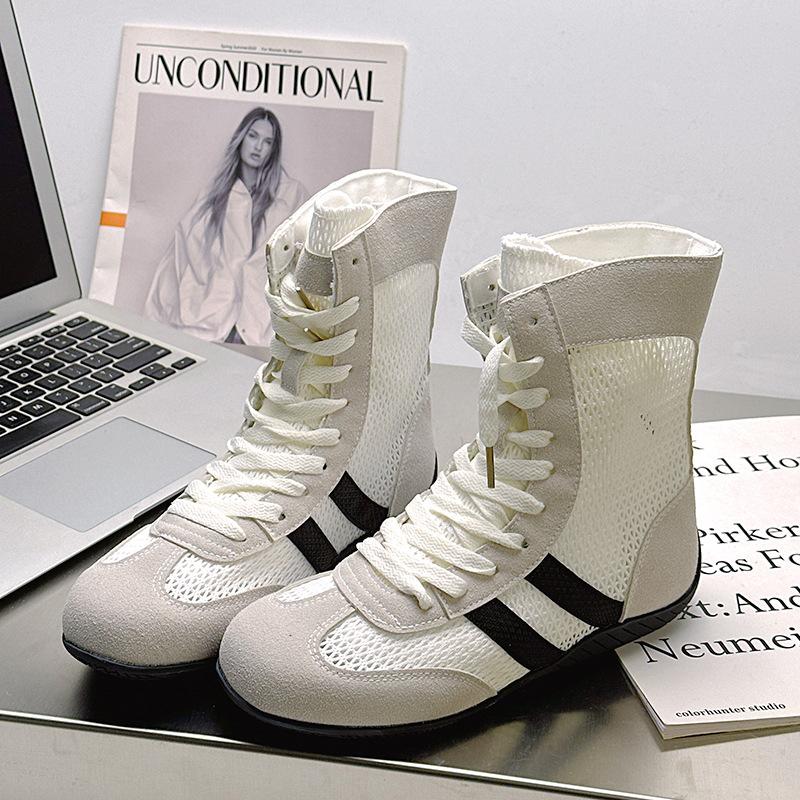 92 Fashion Women's Shoes Summer New Fashion Versatile Lace-up Light and Comfortable Flat Casual High-top Shoes