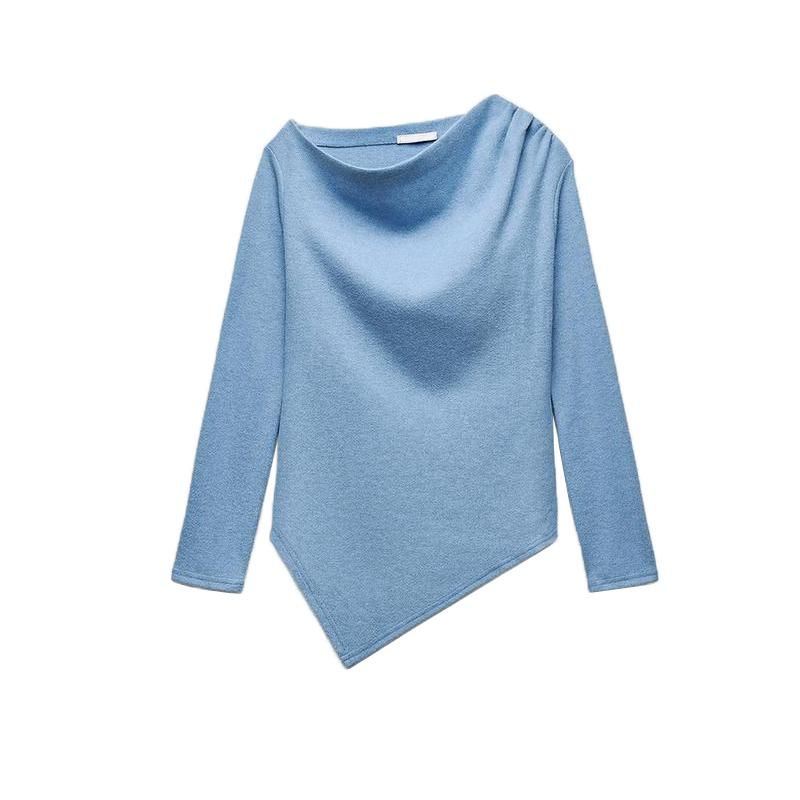 Spring New Women's Clothing Fashion Style off-Neck Multi-Color Selection Asymmetric Soft Long Sleeves Sweatshirt 4813842