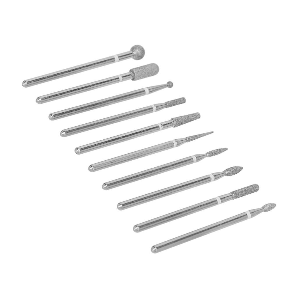 10pcs Professional Emery Nail Drill Bits Set Home Salon Novice Cuticle Remover Bits Nail Art Tool
