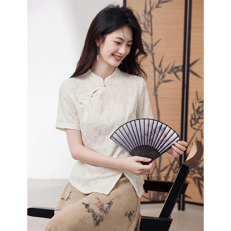 Embroidered New Chinese Style Short Sleeve T-Shirt L