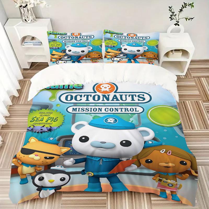 Custom Name Octonauts Mission Control Print 3Pcs Bedding Set Duvet Cover With 2 Bedro Pillowcase Home Birthday Gift