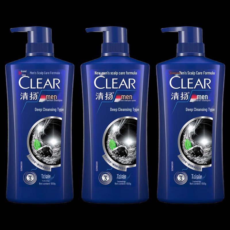 Clear Men Anti-Dandruff Deep Cleanse Shampoo 3 x 650g Pack