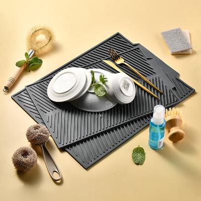 Rectangular Diagonal Silicone Drainage Mat Creative Open Style Dining Mat Kitchen Bowl and Plate Drainage Bowl and Plate Mat