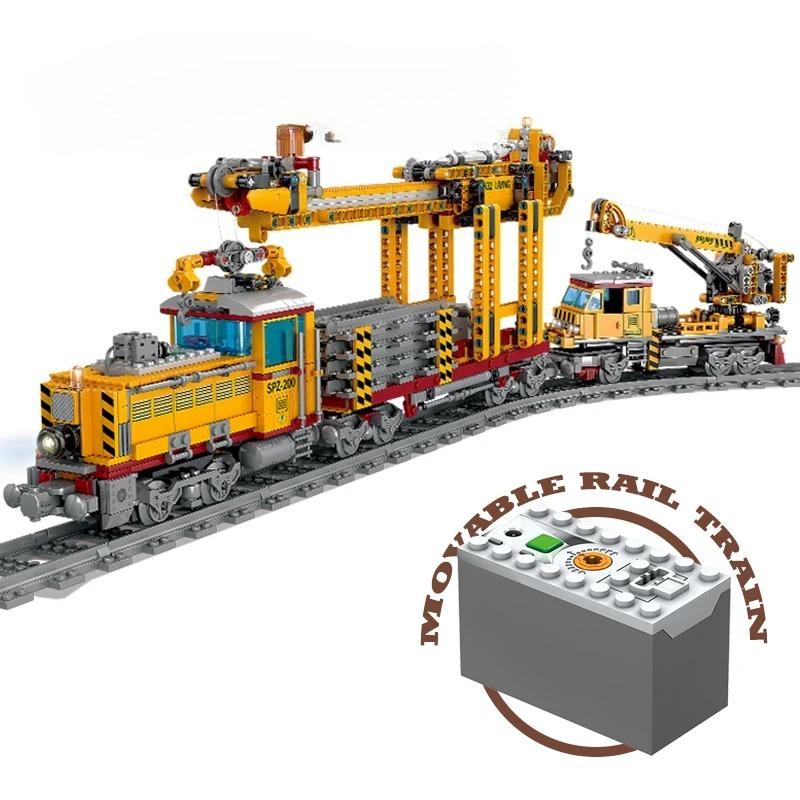 Techniczne Klocki Miejskie Power MOC Pociąg Model 3D Tor Kolejowy Lokomotywa Klocki Budowlane Wagon Metra Zabawki dla Dzieci Prezenty Świąteczne