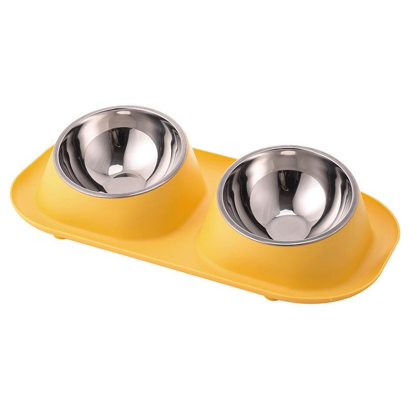 Set di 2 Ciotole per Animali Domestici Inclinabili a 15° in Acciaio Inossidabile Antivibrazione Alimentatore Acqua Cibo per Gatti e Cani Piccoli Blu Verde Arancione Giallo