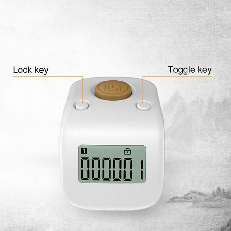 1Pc 6 Digit Beads Prayer Counter Digital LCD Finger Ring Tally Counter