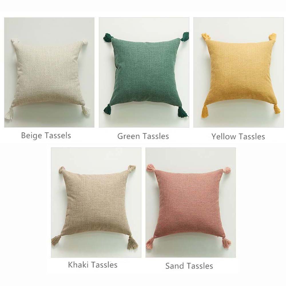 Room Home Decor With Tassels Couch Linen Cotton Pillow Shell Throw Pillow Pillowcase Cushion Cover