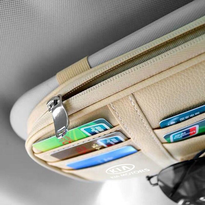 Car Sun Visor Storage Bag Card Holder Organizer Sunglasses Clip For KIA KN K3 K5 Sportage Rio Sorento Picanto Ceed Accessories FO8