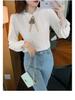 Women's Autumn/Winter Lace Half-High Neck Shirt with Velvet - 2023 Trendy Innerwear Fashion Top