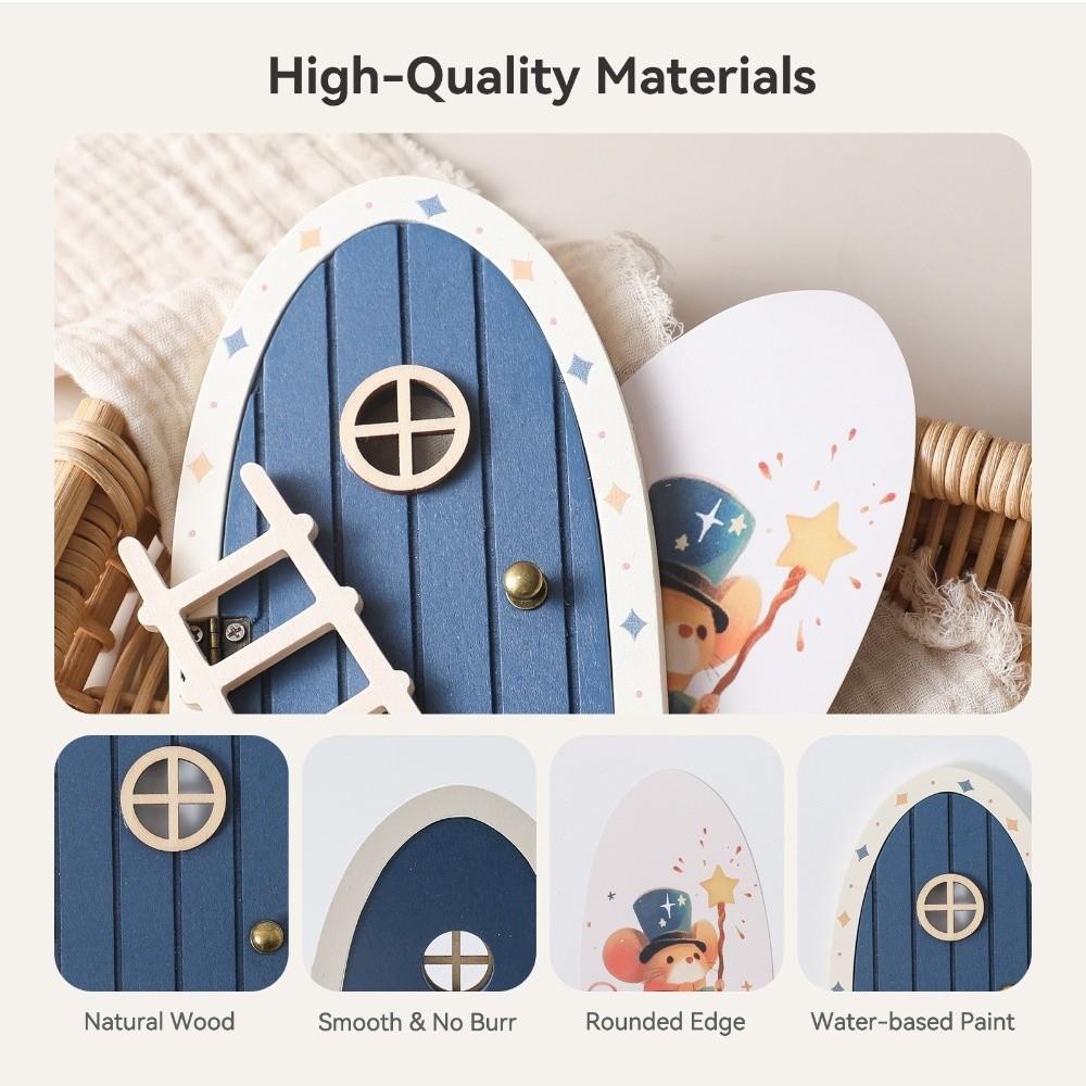 Dollhouse Cartoon Elf Door Room Wall Decoration Mini Fairy Door Ornaments Wood Fairy Elf Door