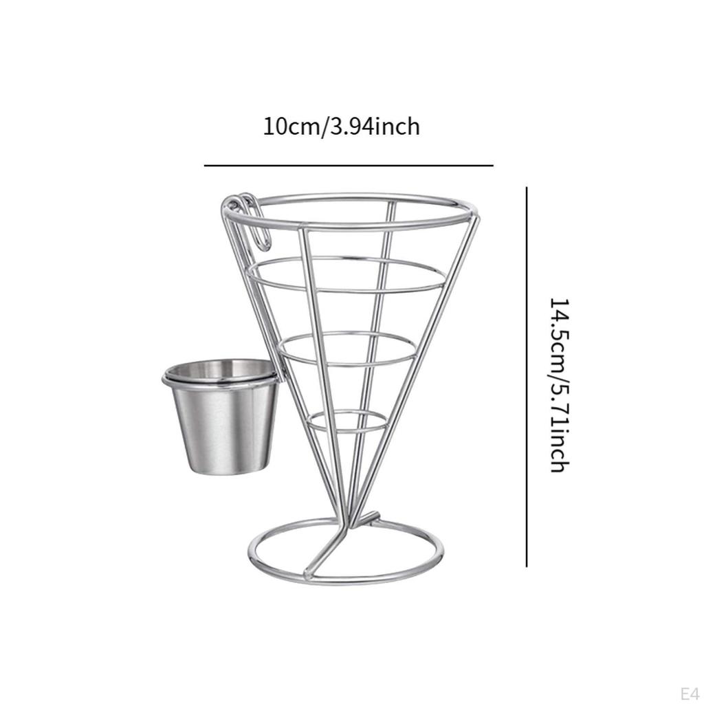 Cone-shaped French Fry Holder, Display Rack for Fried Chicken, Reusable Basket
