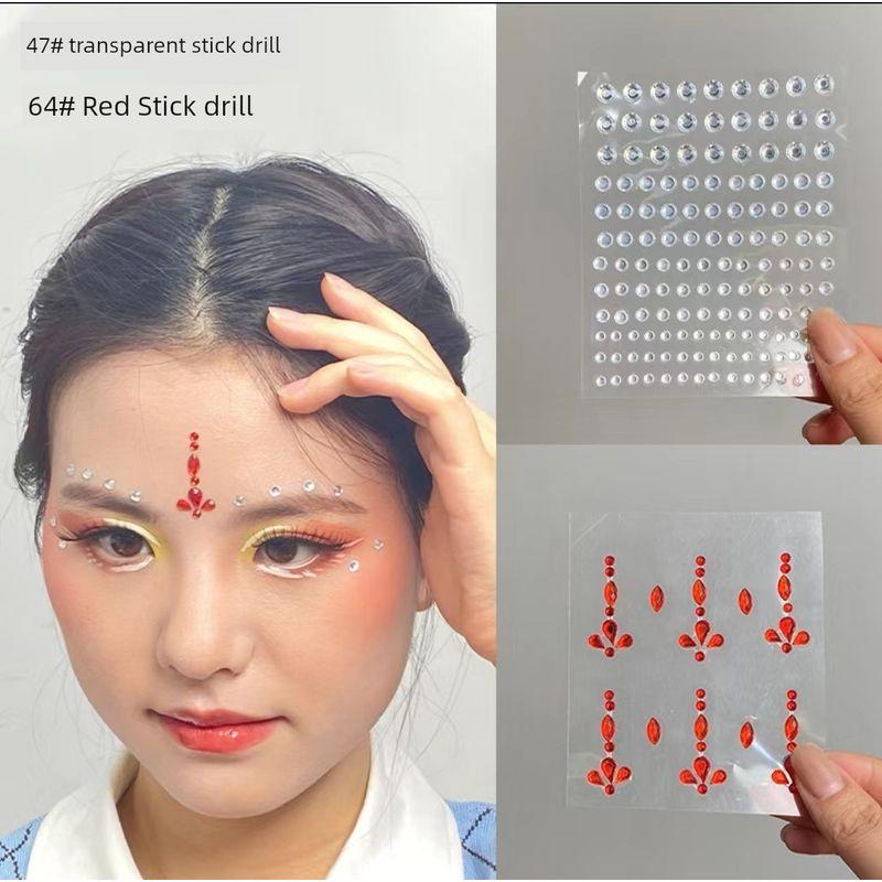 

Наклейки Женский костюм ханьского стиля Китайский древний стиль Стразы для ногтей Наклеивание на лоб Лицо HANAJIRUSHI Красота Тату-наклейка Водостойкая и долговечная Red + silver drill