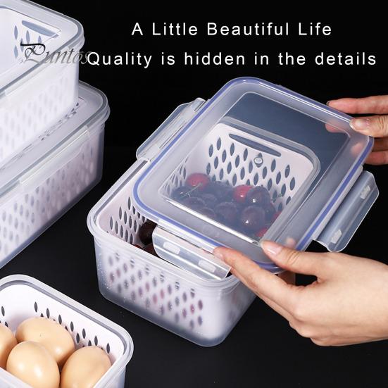 3Pcs Fruit Storage Containers Food Grade BPA Free Large Capacity Good Sealing Easy To Clean Fruit Vegetable Storage Boxes with Lid